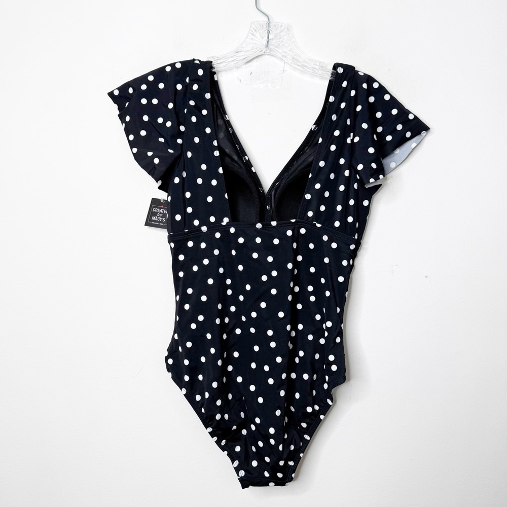 NWT SWIM SOLUTIONS | Flutter Sleeve Polka Dot One Piece Swimsuit Sz. 10 - Picture 4 of 5